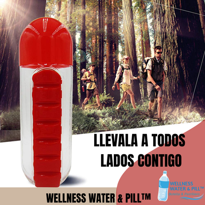 Botella para agua con pastillero WELLNESS WATER & PILL™