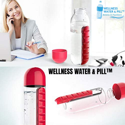 Botella para agua con pastillero WELLNESS WATER & PILL™