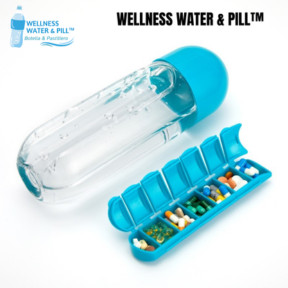 Botella para agua con pastillero WELLNESS WATER & PILL™