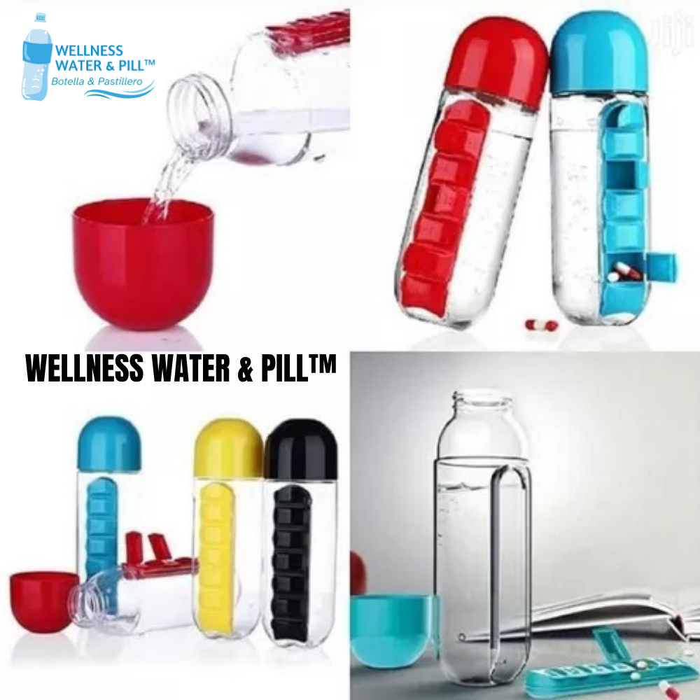 Botella para agua con pastillero WELLNESS WATER & PILL™