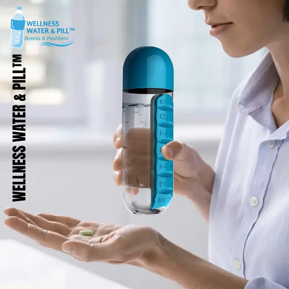 Botella para agua con pastillero WELLNESS WATER & PILL™